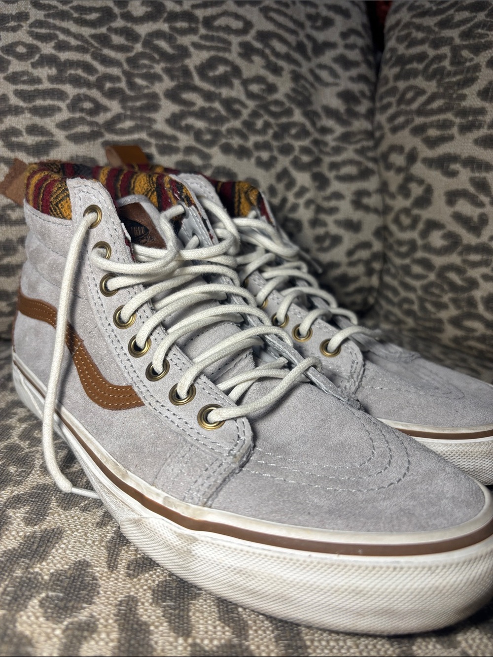 Vans sk8 MTE Scotchbrite light grey suede high top sneaker Aztec fabric‎ accent